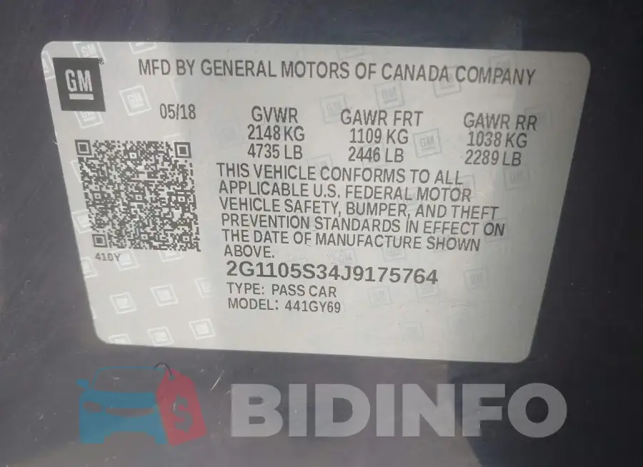 2G1105S34J9175764 Photo# 9