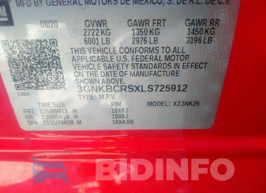 3GNKBCRSXLS725912 Photo# 9