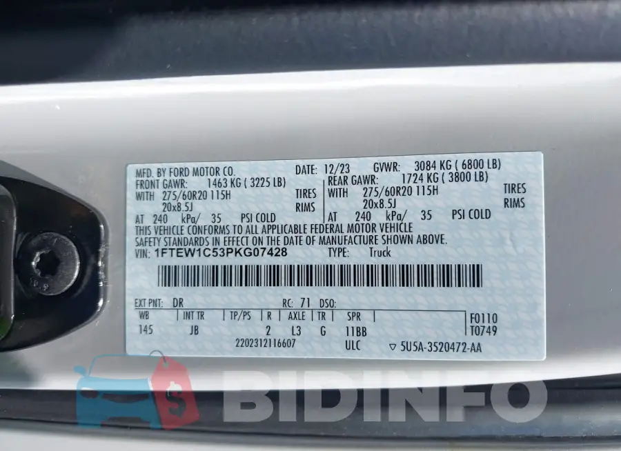 1FTEW1C53PKG07428 Photo# 9