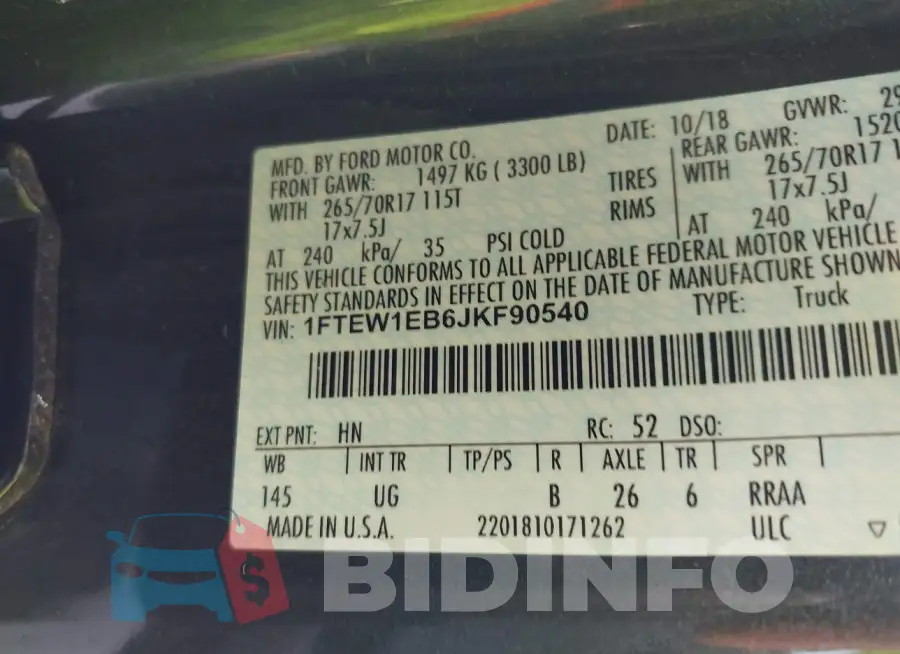 1FTEW1EB6JKF90540 Photo# 9