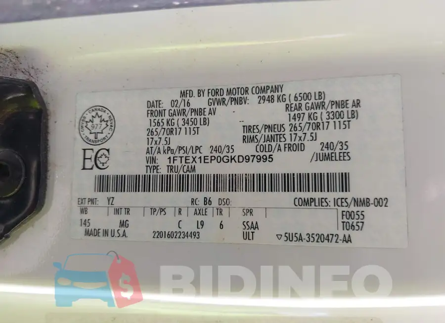 1FTEX1EP0GKD97995 Photo# 9