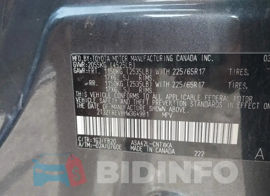 2T3ZFREV8HW364981 Photo# 9