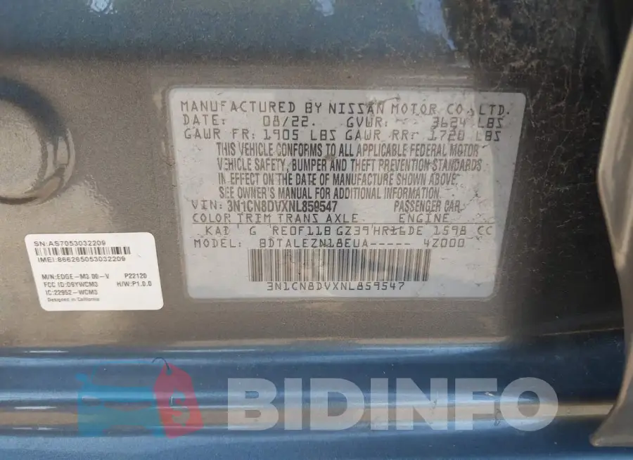 3N1CN8DVXNL859547 Photo# 9