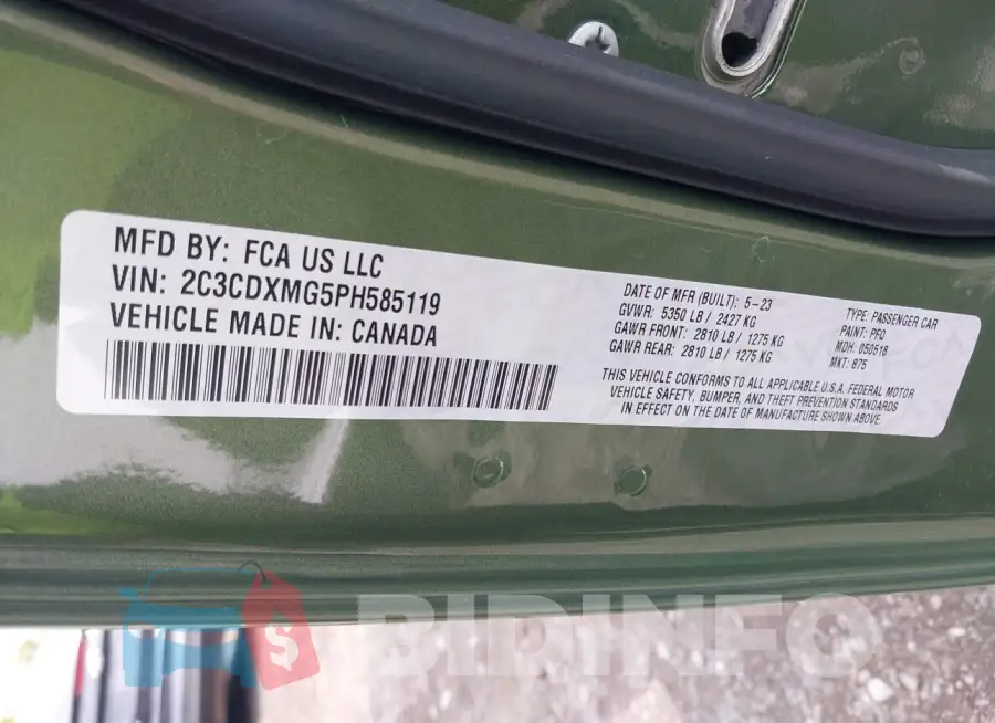 2C3CDXMG5PH585119 Photo# 9