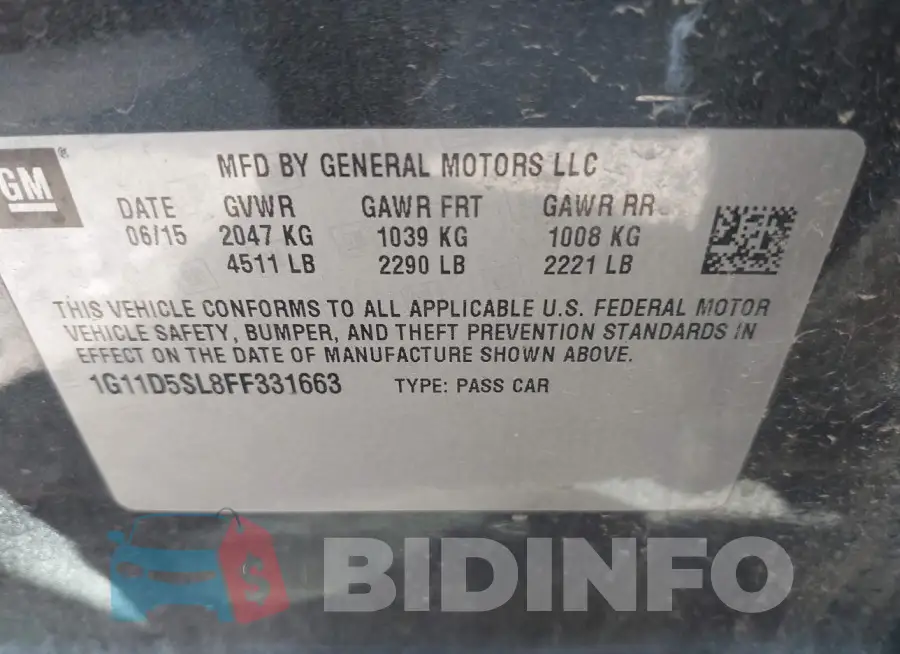 1G11D5SL8FF331663 Photo# 9
