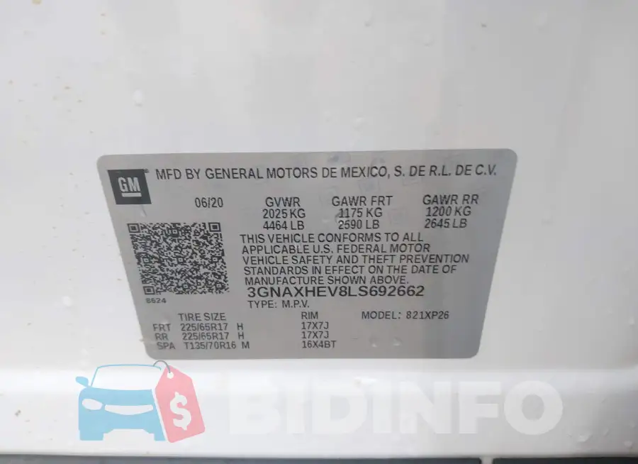 3GNAXHEV8LS692662 Photo# 9