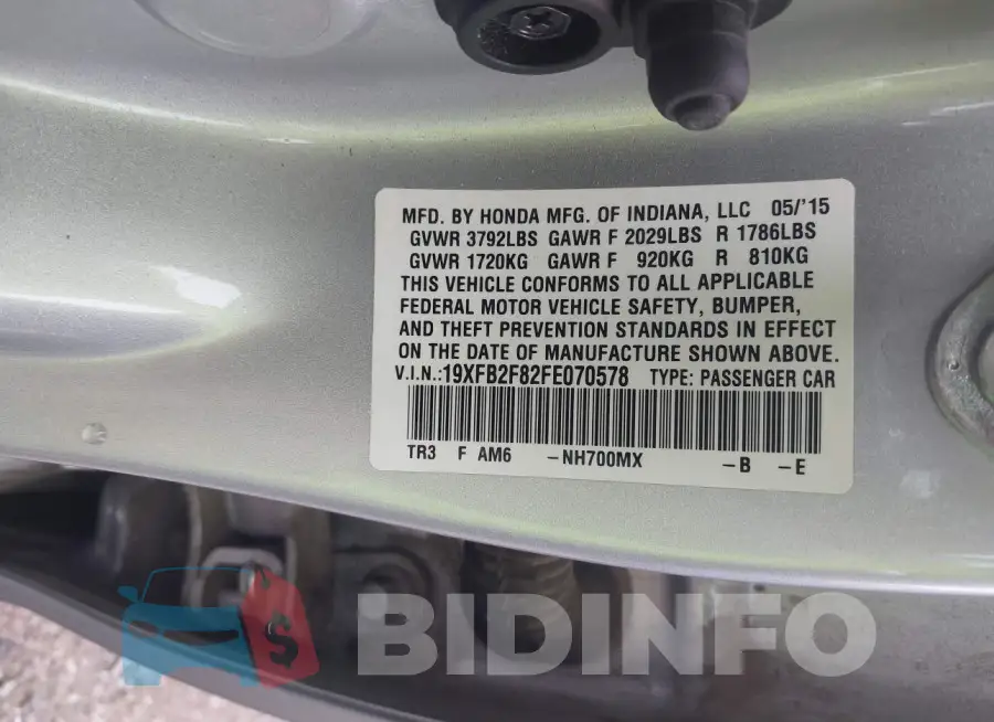 19XFB2F82FE070578 Photo# 9