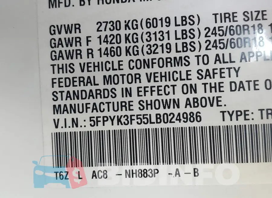 5FPYK3F55LB024986 Photo# 9