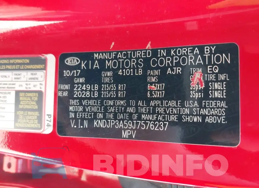 KNDJP3A59J7576237 Photo# 9