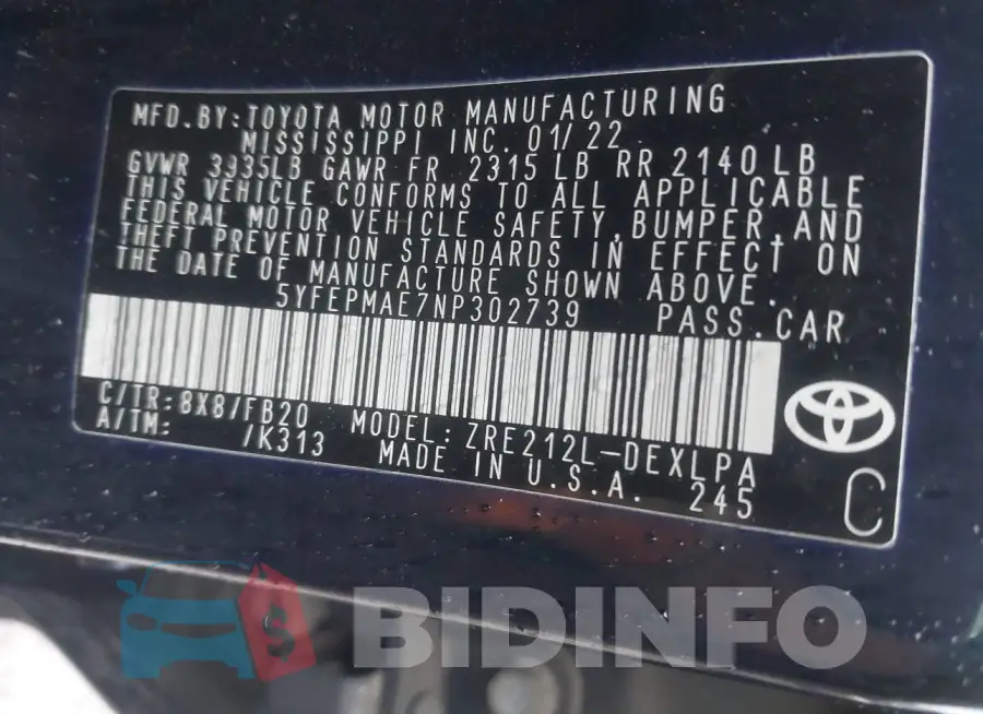 5YFEPMAE7NP302739 Photo# 9