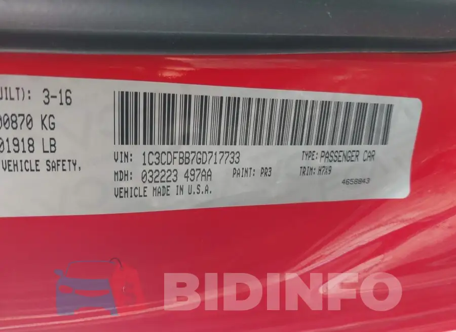 1C3CDFBB7GD717733 Photo# 9