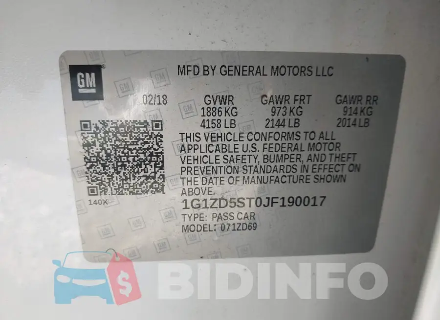 1G1ZD5ST0JF190017 Photo# 9