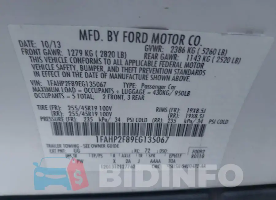 1FAHP2F89EG135067 Photo# 9