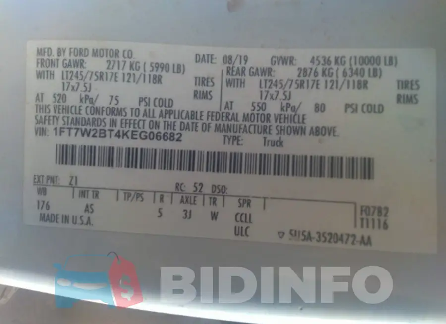 1FT7W2BT4KEG06682 Photo# 9
