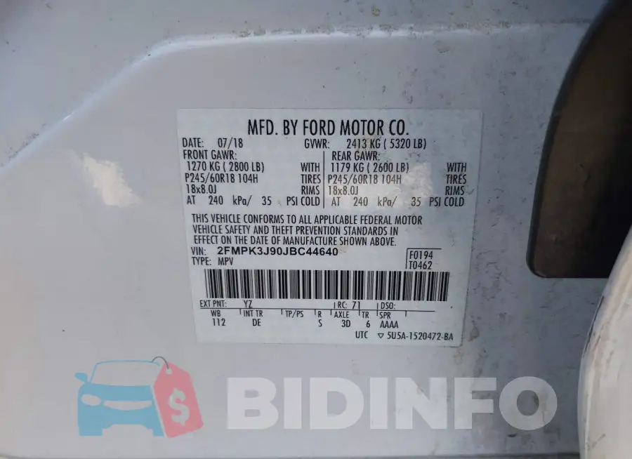 2FMPK3J90JBC44640 Photo# 9