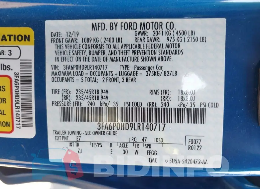 3FA6P0HD9LR140717 Photo# 9