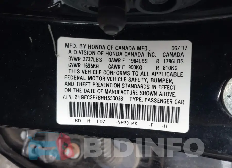 2HGFC2F78HH550038 Photo# 9