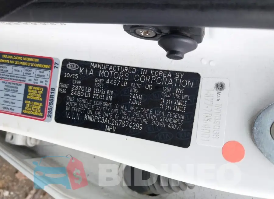 KNDPC3AC2G7874299 Photo# 9