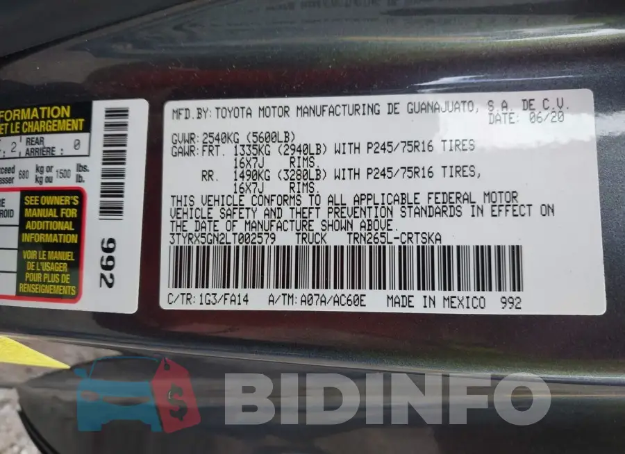 3TYRX5GN2LT002579 Photo# 9
