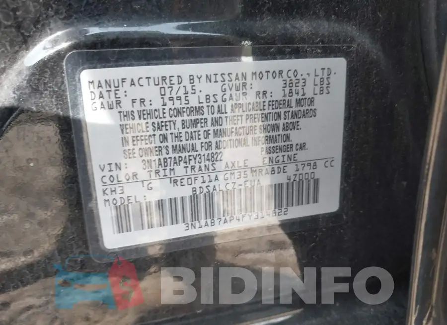 3N1AB7AP4FY314822 Photo# 9
