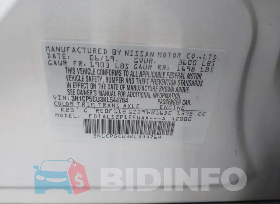 3N1CP5CU3KL544764 Photo# 9