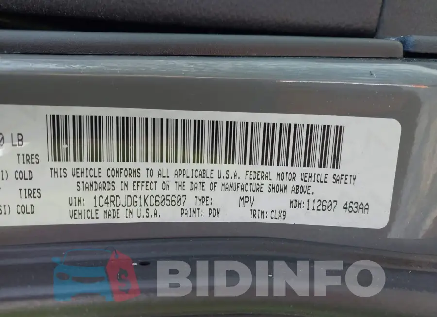 1C4RDJDG1KC605607 Photo# 9