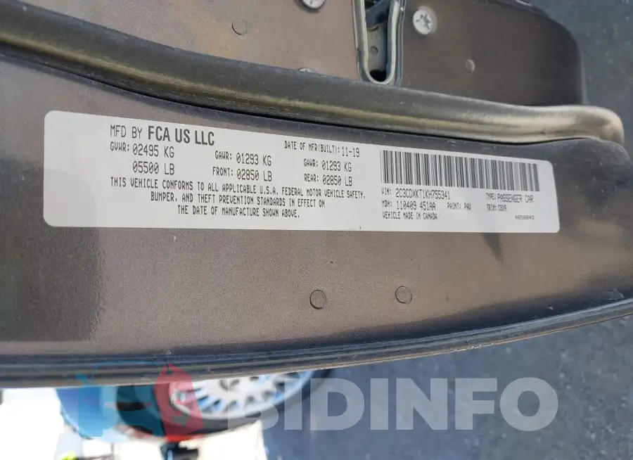 2C3CDXKT1KH755341 Photo# 9