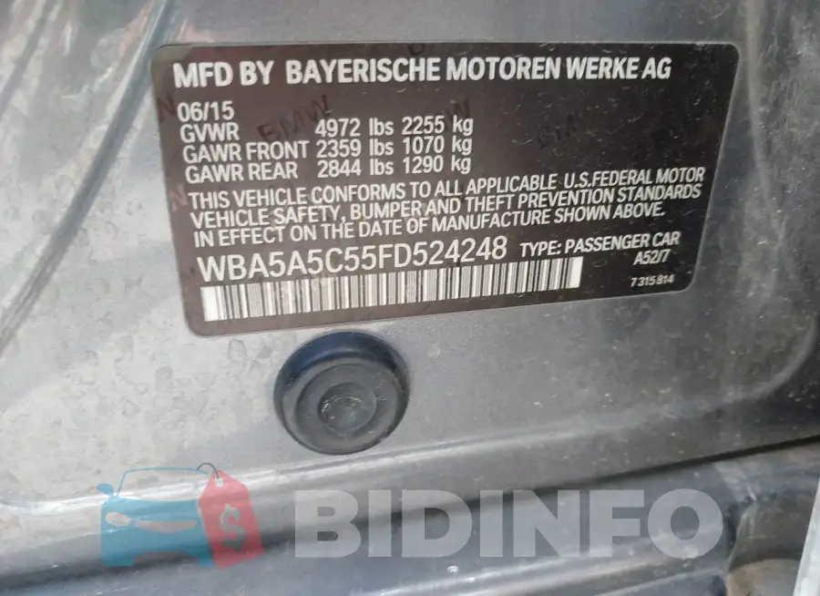 WBA5A5C55FD524248 Photo# 9
