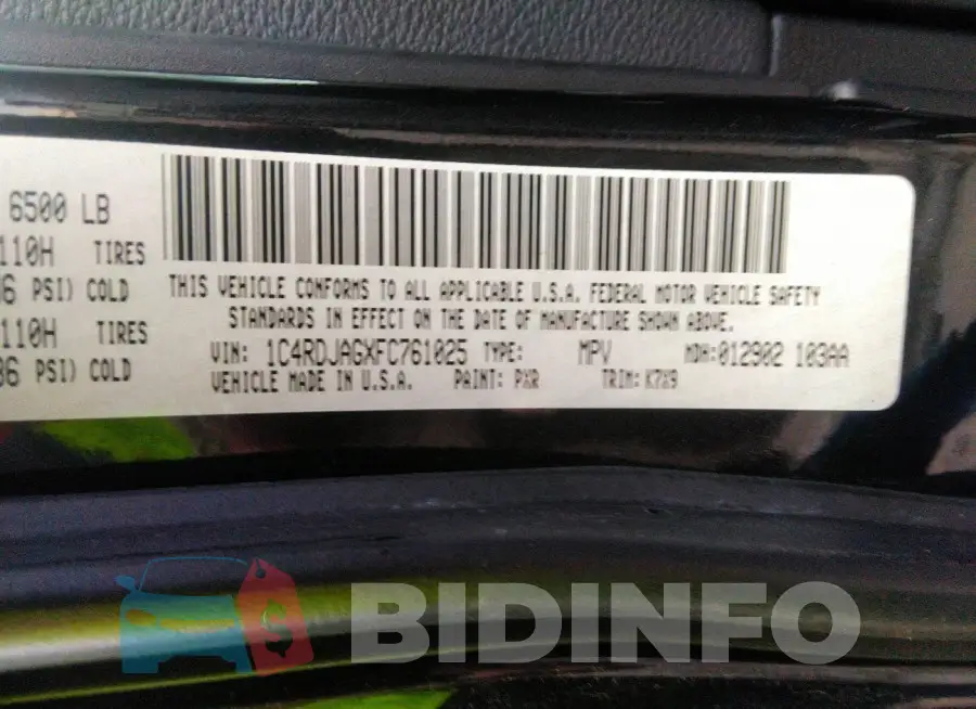1C4RDJAGXFC761025 Photo# 9