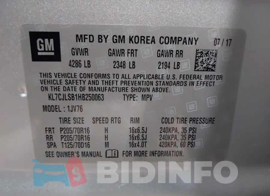 KL7CJLSB1HB250063 Photo# 9
