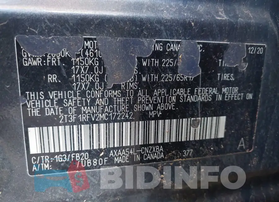 2T3F1RFV2MC172242 Photo# 9