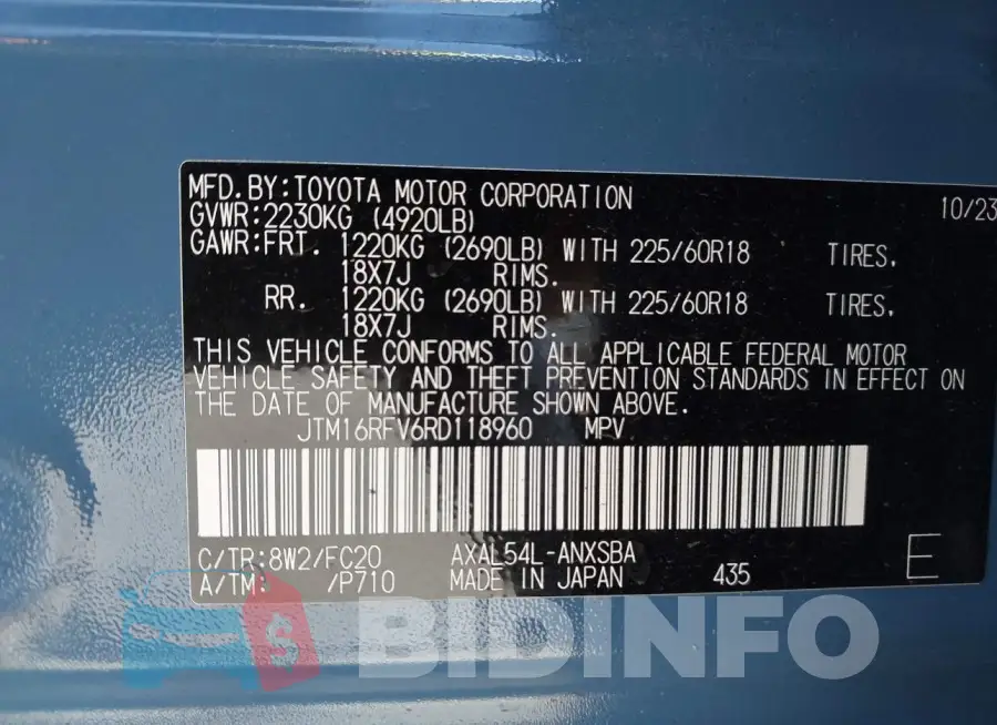 JTM16RFV6RD118960 Photo# 9