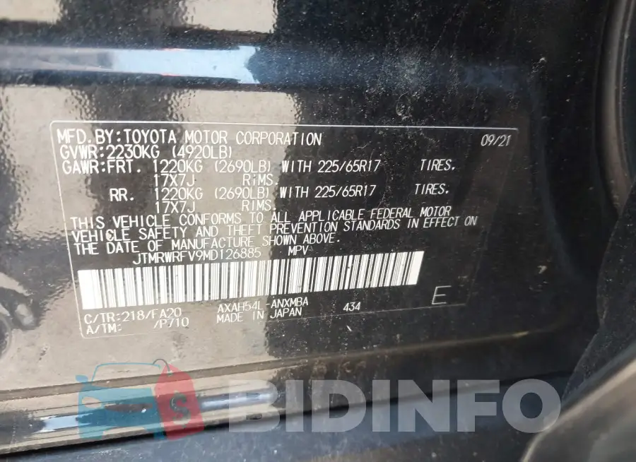 JTMRWRFV9MD126885 Photo# 9
