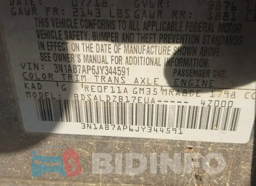3N1AB7AP6JY344591 Photo# 9