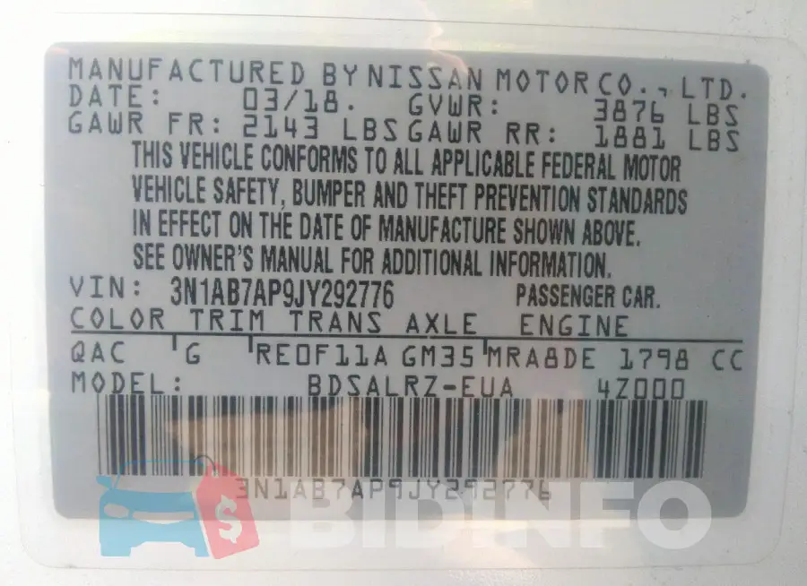3N1AB7AP9JY292776 Photo# 9