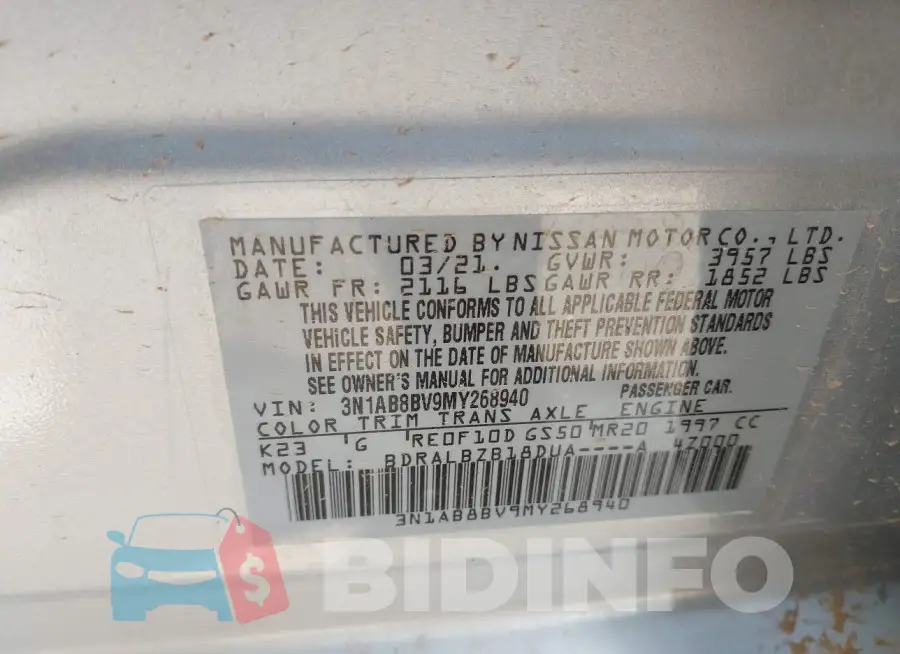 3N1AB8BV9MY268940 Photo# 9