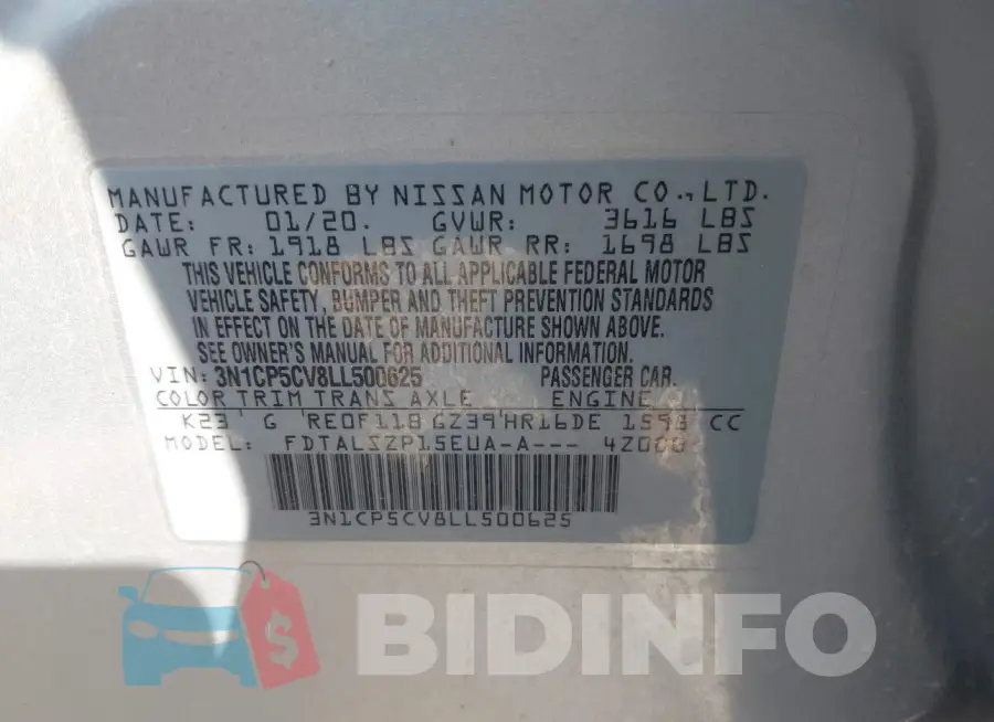 3N1CP5CV8LL500625 Photo# 9