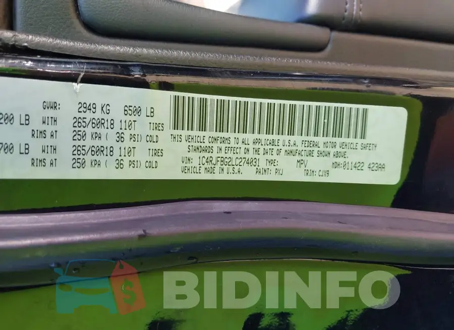1C4RJFBG2LC274031 Photo# 9