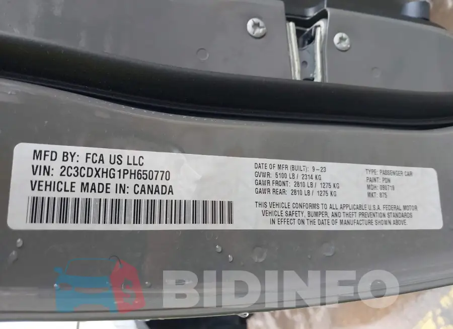 2C3CDXHG1PH650770 Photo# 9