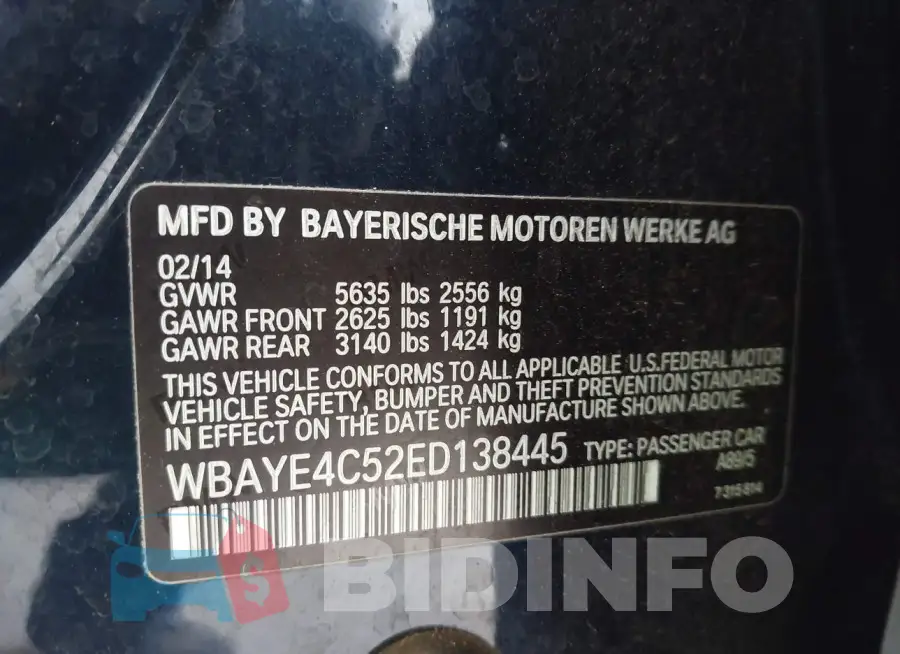 WBAYE4C52ED138445 Photo# 9
