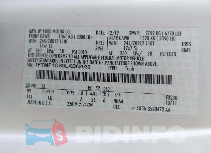 1FTMF1CB9LKD62033 Photo# 9