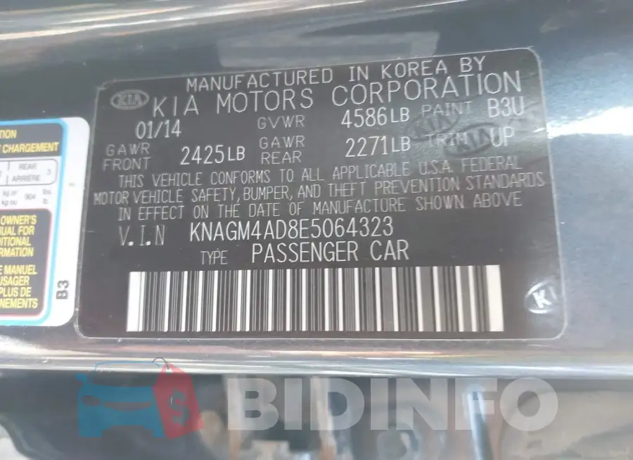 KNAGM4AD8E5064323 Photo# 9