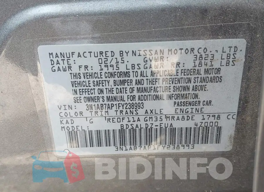 3N1AB7AP1FY238993 Photo# 9