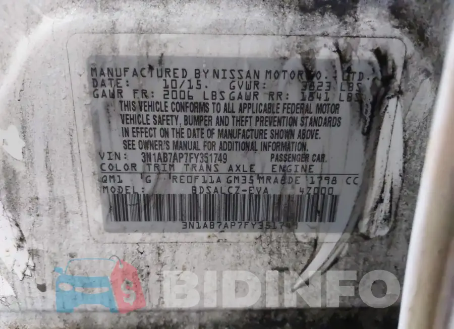 3N1AB7AP7FY351749 Photo# 9
