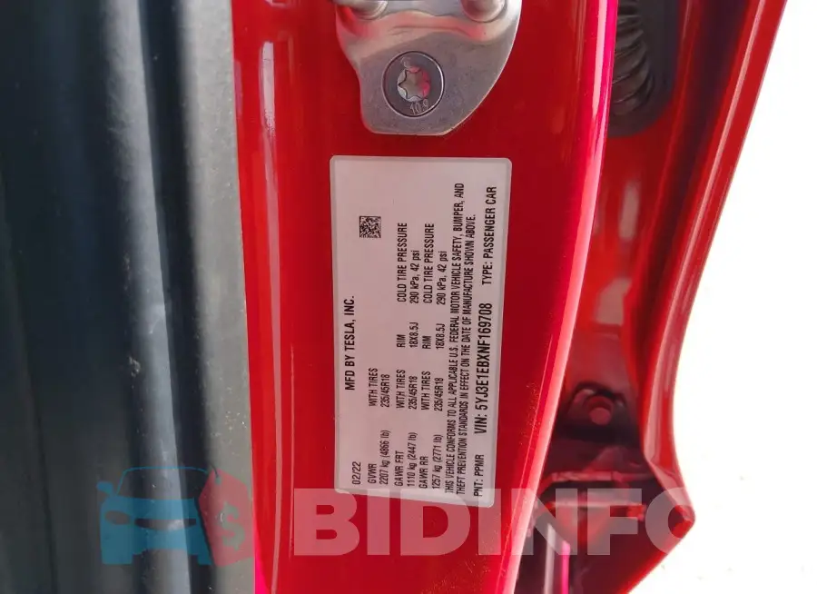 5YJ3E1EBXNF169708 Photo# 9