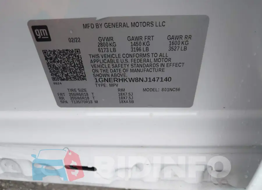 1GNERHKW8NJ147140 Photo# 9