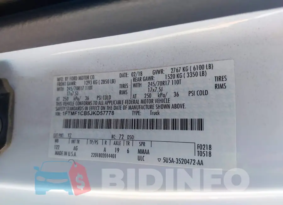 1FTMF1CB5JKD57778 Photo# 9