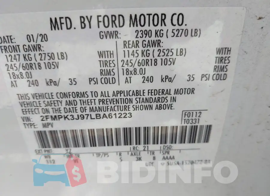 2FMPK3J97LBA61223 Photo# 9