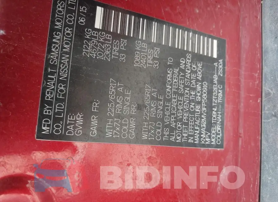 KNMAT2MV3FP580910 Photo# 9