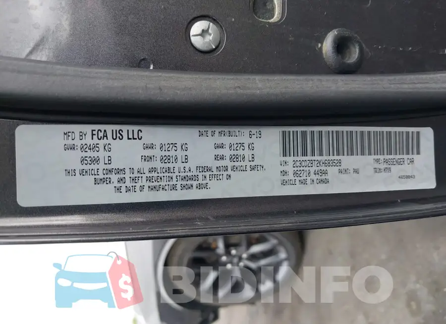 2C3CDZBT2KH683528 Photo# 9